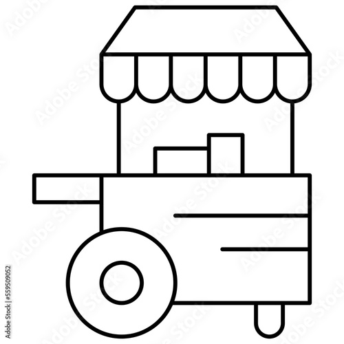 Food-Cart Isolated Silhouette Solid Line Icon with food-cart, cart, concession, food Infographic Simple Vector Illustration