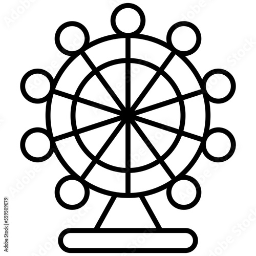 Ferris-Wheel Isolated Silhouette Solid Line Icon with ferris-wheel, circus, party, wheel Infographic Simple Vector Illustration