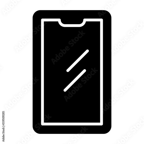 Mobile-Front Isolated Silhouette Solid Line Icon with mobile-front, android-phone, cell-phone, mobile, phone, smartphone Infographic Simple Vector Illustration