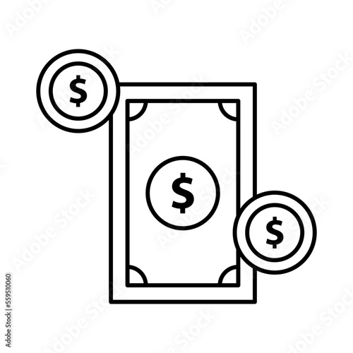 Dollar Isolated Silhouette Solid Line Icon with dollar, cash, coin, currency, money Infographic Simple Vector Illustration