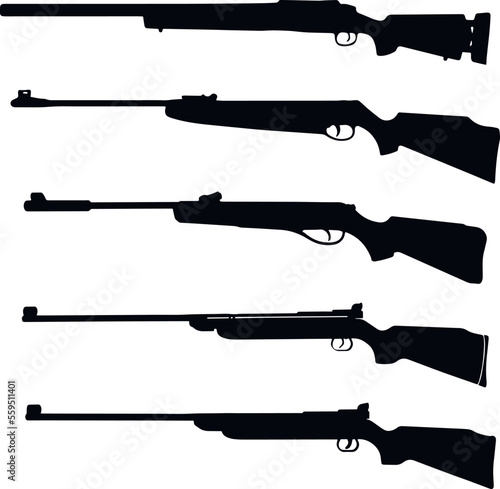 Hunting gun Silhouette set icon, Hunting weapon, Hunting carbine, SVG, Vector.