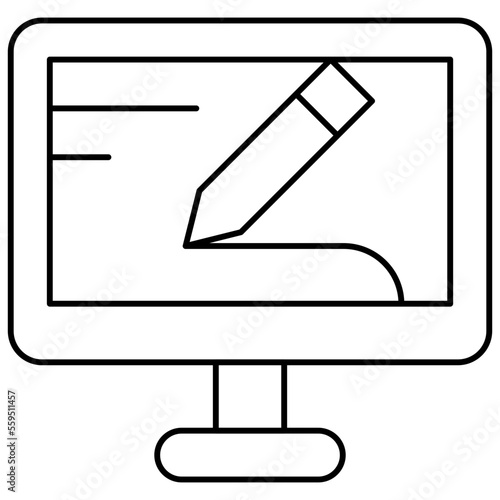 Graphic-Design Isolated Silhouette Solid Line Icon with graphic-design, edit-tools, graphic, monitor, screen, website-design Infographic Simple Vector Illustration