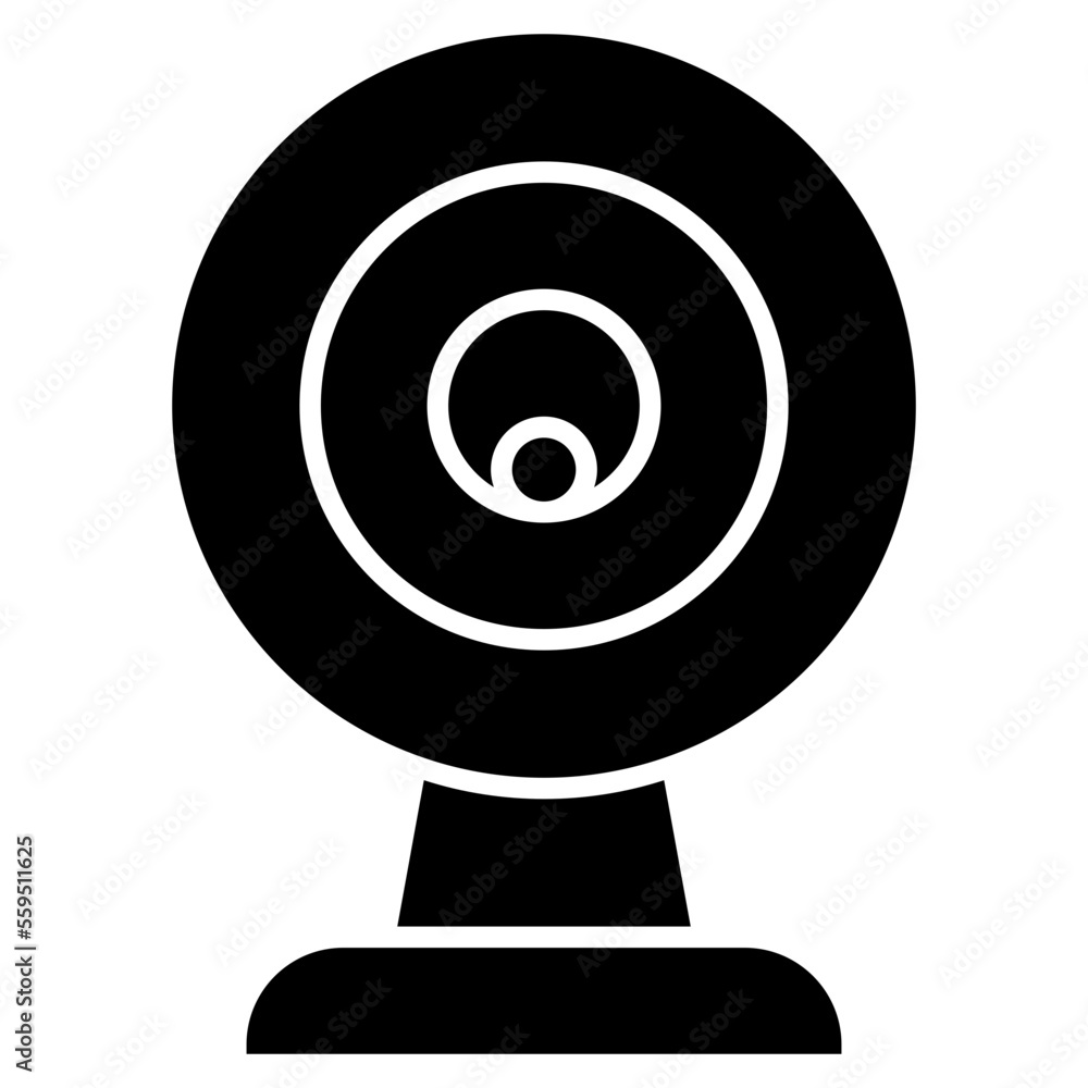 Web-Cam Isolated Silhouette Solid Line Icon with web-cam, camera, video, webcam Infographic Simple Vector Illustration
