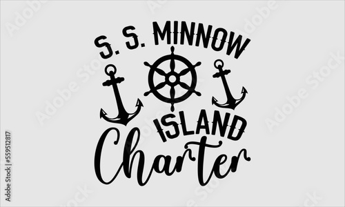 s. s. minnow island charter- Boat T-shirt Design, SVG Designs Bundle, cut files, handwritten phrase calligraphic design, funny eps files, svg cricut