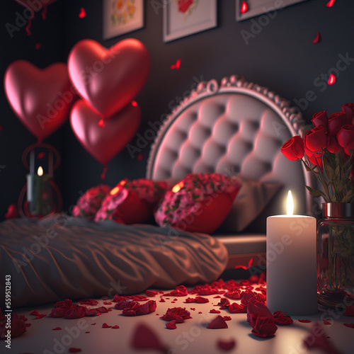 love bedroom decoration, generative AI
