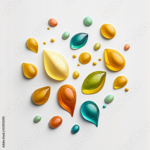 cough drops, colored on a white background, top view