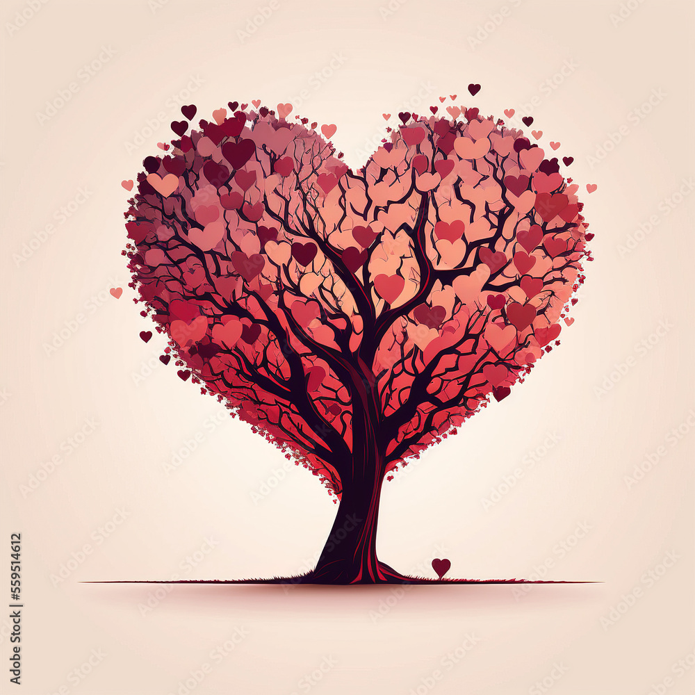 maple, tree of lovers. Generative AI - obrazy, fototapety, plakaty 