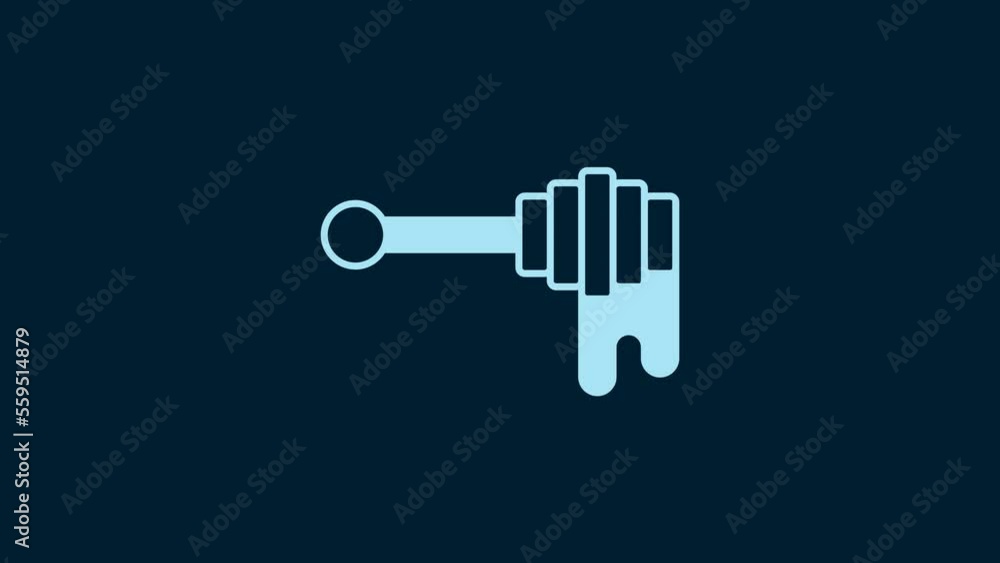 White Honey dipper stick with dripping honey icon isolated on blue background. Honey ladle. 4K Video motion graphic animation White Honey dipper stick with dripping honey icon isolated on blue background. Honey ladle. 4K Video motion graphic animation
