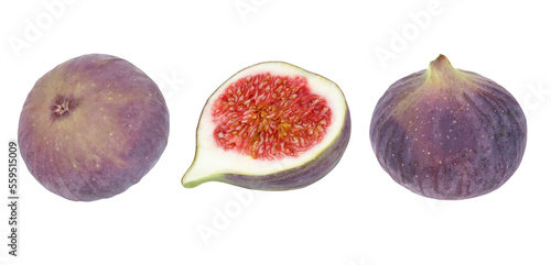 Collection or set of figs on an isolated white background.