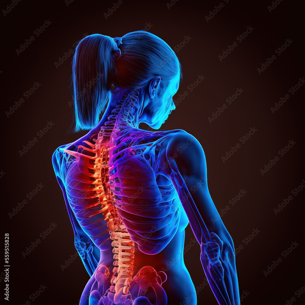 A man having acute pain in the back. Generative AI. - obrazy, fototapety, plakaty 