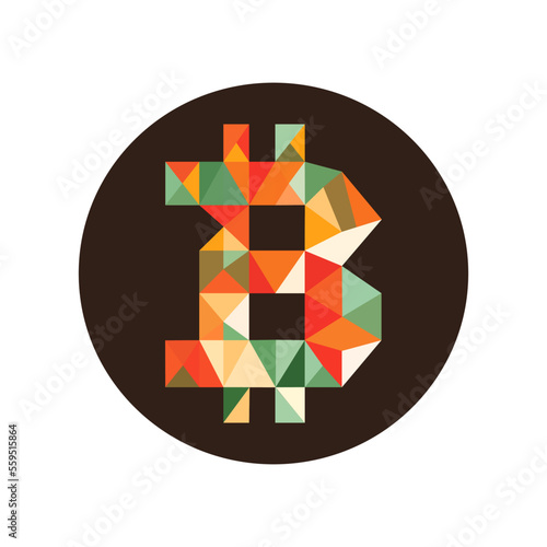 Bitcoin Polygonal Art Vector Isolated White Background