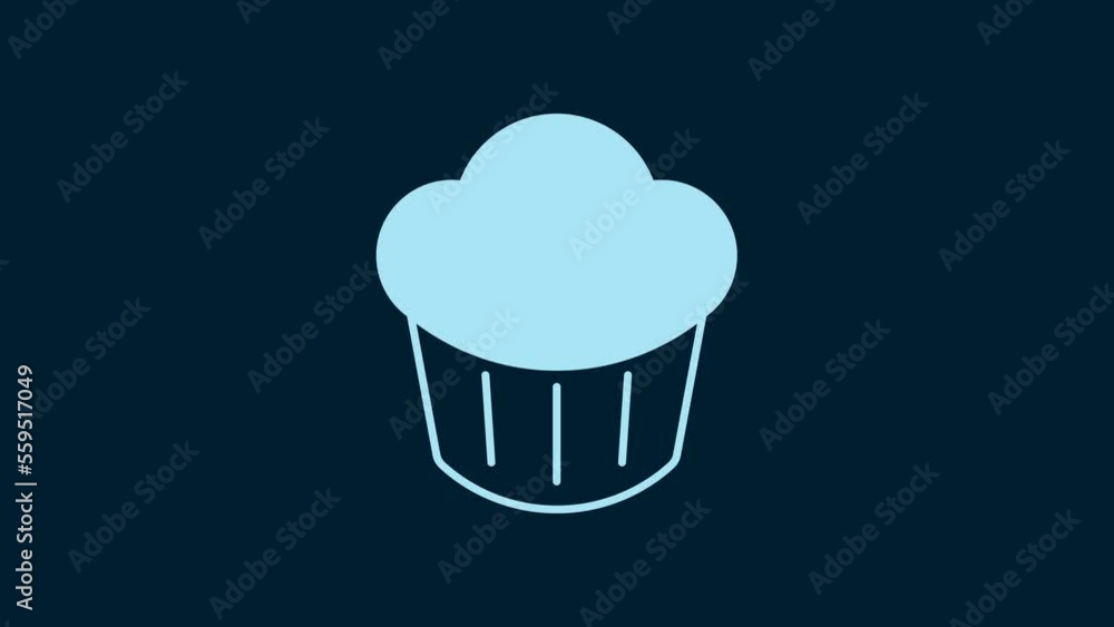 White Cupcake icon isolated on blue background. 4K Video motion graphic animation White Cupcake icon isolated on blue background. 4K Video motion graphic animation