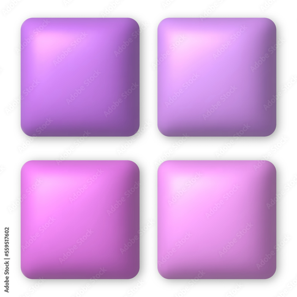 Set of 4 pink and lilac 3d buttons for web design. 3d realistic design element. Set of 4 pink and lilac 3d buttons for web design. 3d realistic design element.