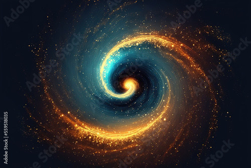 Abstract design of golden ratio. Golden spiral on space background. Generative AI