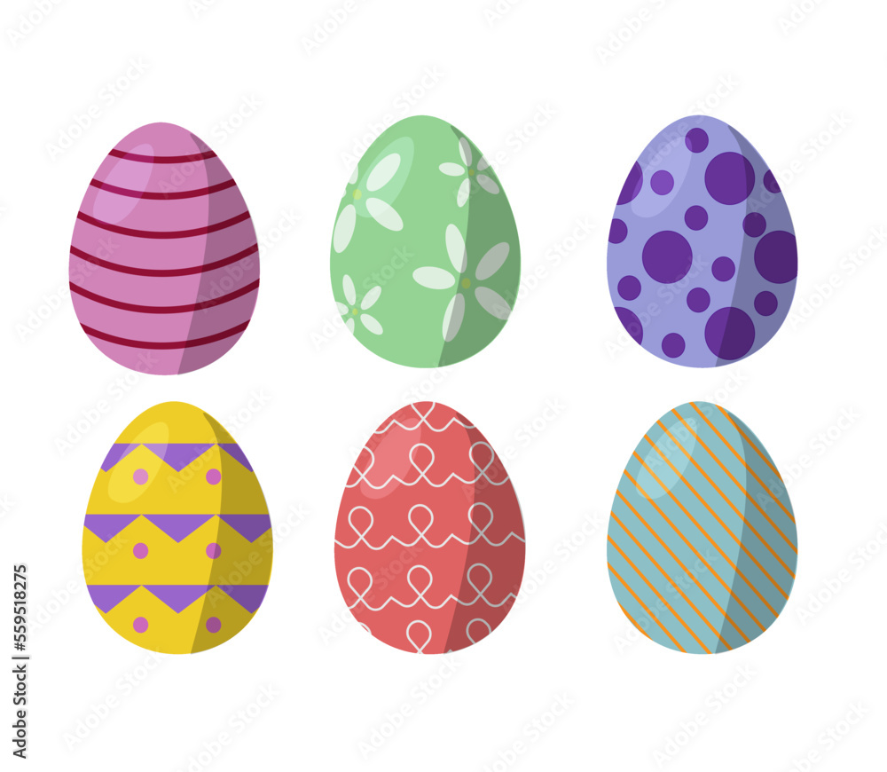 Vector flat design of Easter eggs.