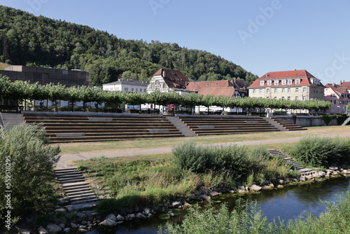 Blick auf den Fluss Neckar im Zentrum der Stadt Horb am Neckar im Schwarzwald photo