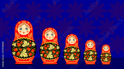Matryoshka, national wooden toy, family.