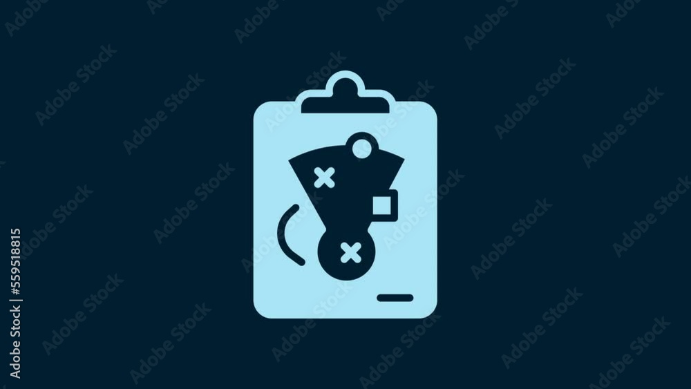 White Planning strategy concept icon isolated on blue background. Baseball cup formation and tactic. 4K Video motion graphic animation White Planning strategy concept icon isolated on blue background. Baseball cup formation and tactic. 4K Video motion graphic animation
