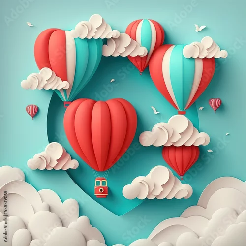 Obraz balloon journeys in sky. Generative AI