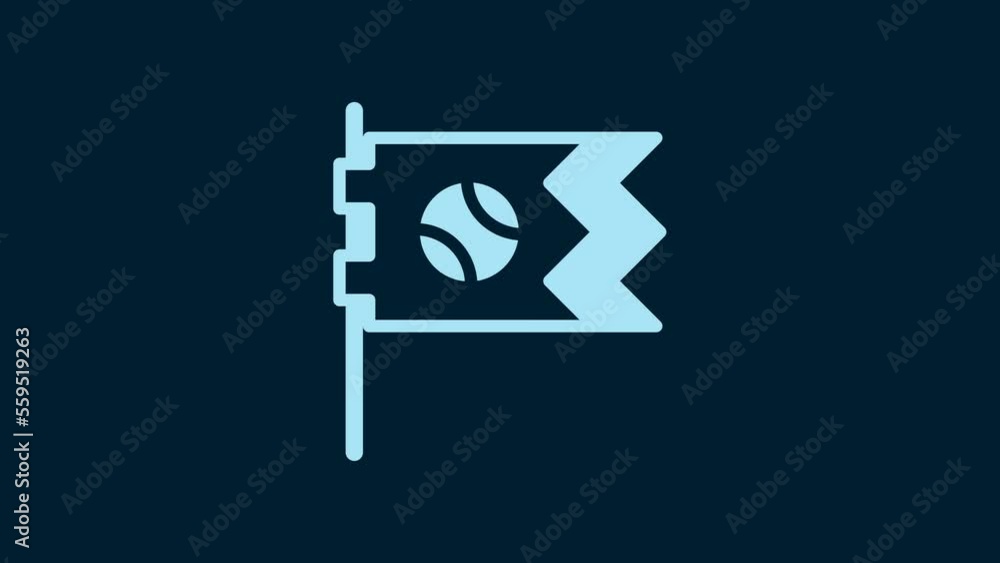 White Flag with baseball ball icon isolated on blue background. 4K Video motion graphic animation White Flag with baseball ball icon isolated on blue background. 4K Video motion graphic animation
