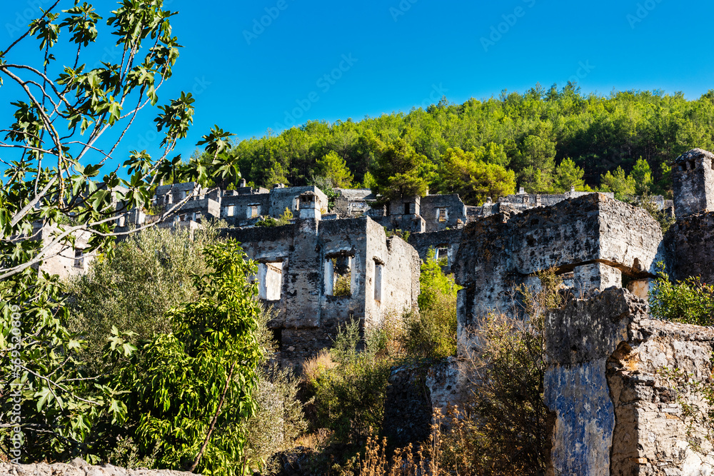 The old Greek Ghost town of Kayakoy near Fethiye in Turkey