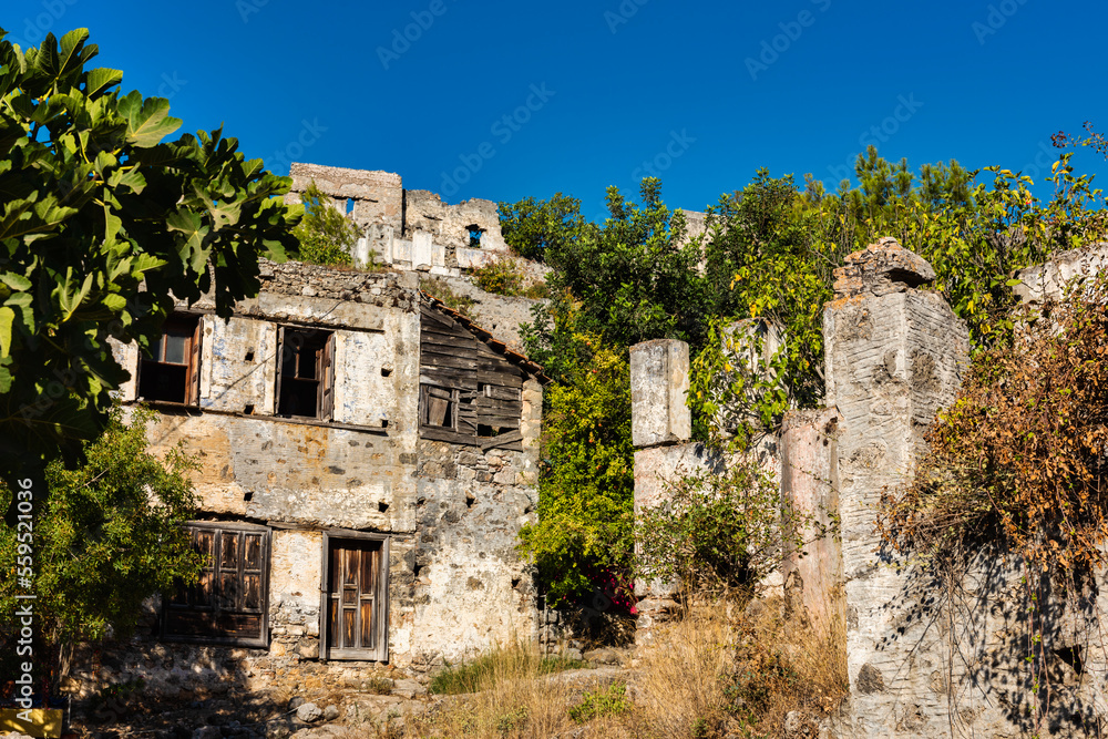 The old Greek Ghost town of Kayakoy near Fethiye in Turkey