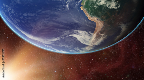 Fototapeta Naklejka Na Ścianę i Meble -  Planet Earth with a spectacular sunset 