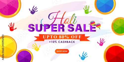 Vector illustration of Happy Holi Sale banner template for app and website