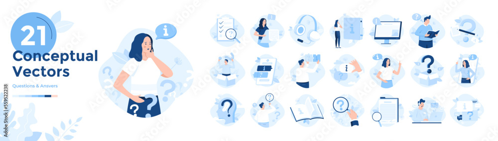Set Of 21 Flat Vector Business Illustrations Set Of 21 Flat Vector Business Illustrations
