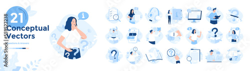 Set Of 21 Flat Vector Business Illustrations