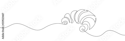 croissant drawn in one continuous line on a white background