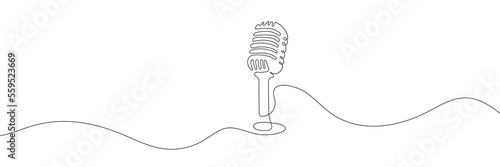 The microphone is drawn in one continuous line on a white background