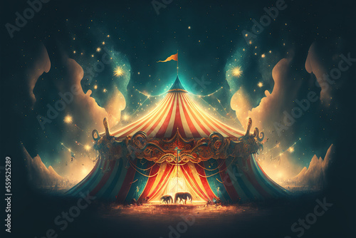 adorable circus, beautiful light, fantasy