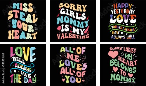 Valentine s day T-shirt Design Bundle. Valentine s day Vector Graphics. Valentine s day Typography t-shirt design