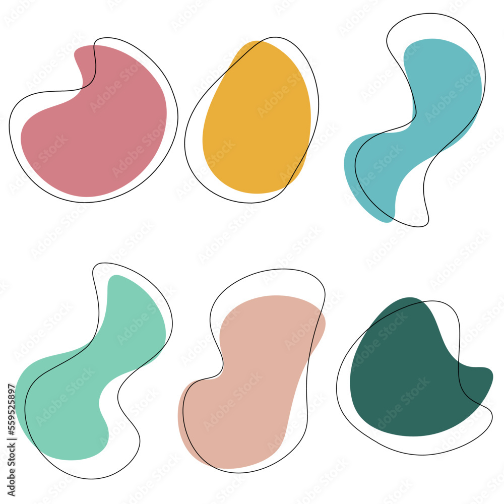 Blob shapes with outlines Blob shapes with outlines