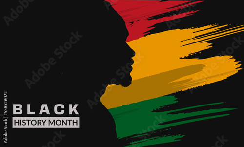 Black history month banner. Vector illustration of a silhouette of a black man on a colored background