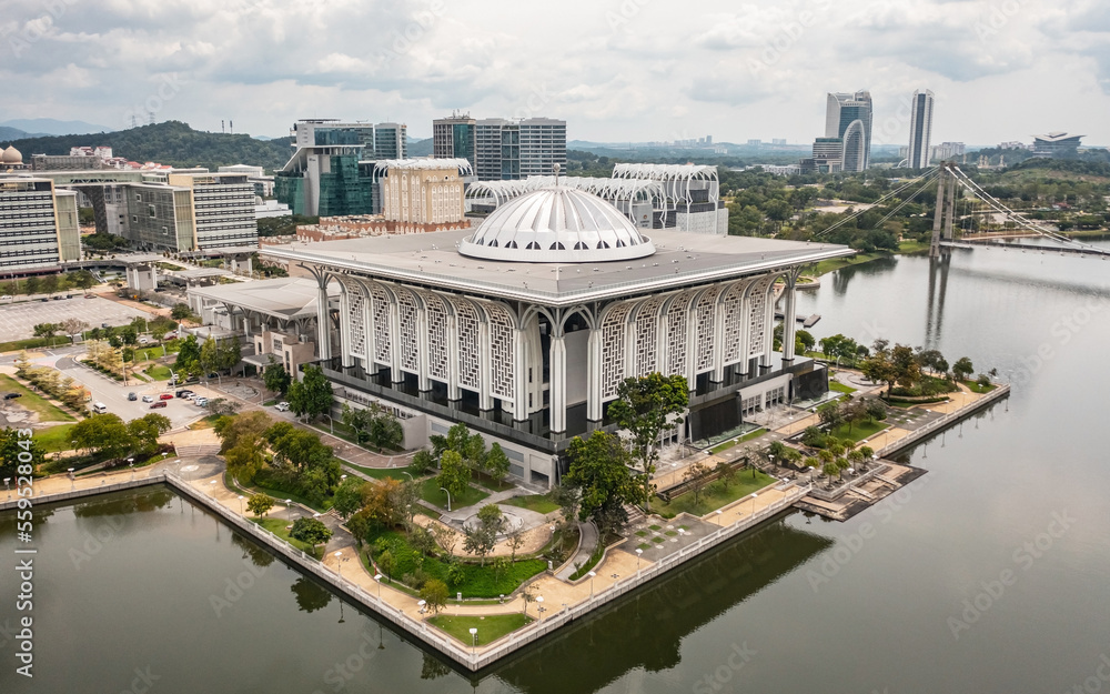 Tuanku Mizan Zainal Abidin Mosque in Putrajaya. Aerial view