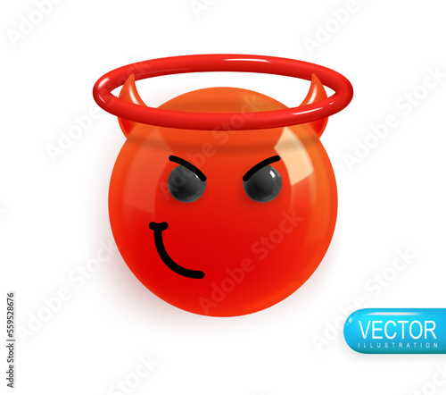 Emotion Realistic 3d Render. Icon Smile Emoji. Vector yellow glossy emoticons. PNG photo