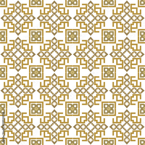 Traditional seamless pattern. Ornamental vector background. Repeat modern golden ornaments. Tribal ethnic style elegant isolated design on white background. Abstract flowers, lines, shapes, squares