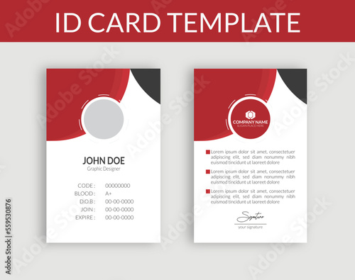 Women and men plastic ID cards, Red Employee ID Card Design Template