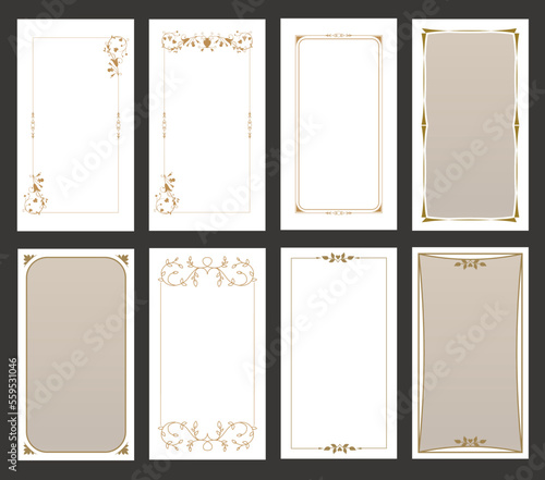 Ornamental retro style frames, banners for text and blank space for tarot cards, invitations, weddings
