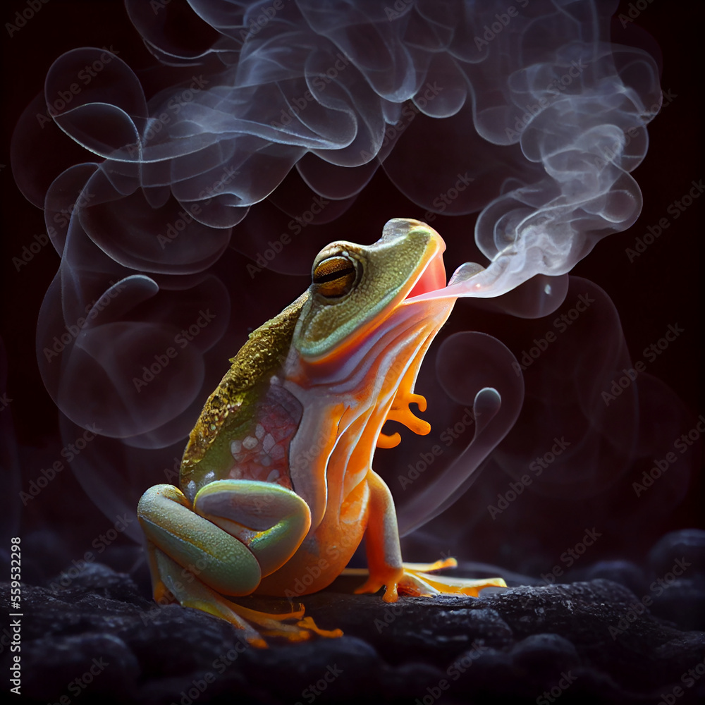 Frog breathing fire ai art Stock Illustration Adobe Stock