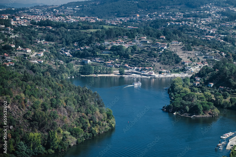 View of the Douro river and countryside of the Douro Valley, Portugal.
