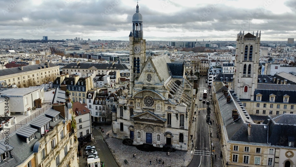 Drone photo Eglise Saint Etienne du Mont Paris France europe