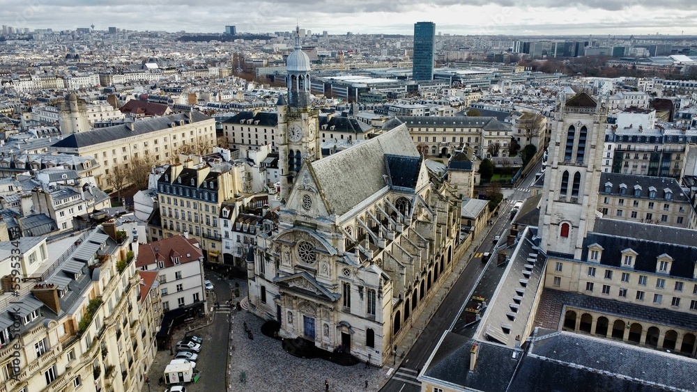 Drone photo Saint Etienne du Mont Paris France europe