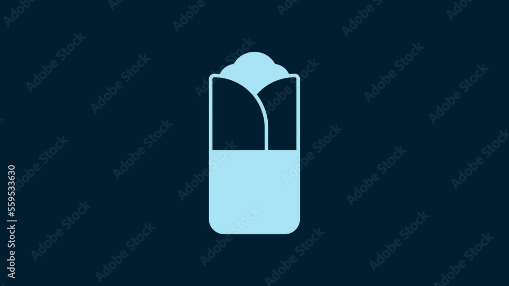 White Burrito icon isolated on blue background. Traditional mexican fast food. 4K Video motion graphic animation White Burrito icon isolated on blue background. Traditional mexican fast food. 4K Video motion graphic animation