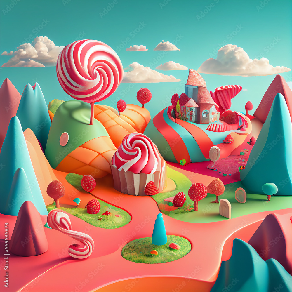 Candy land ai art Stock Illustration | Adobe Stock