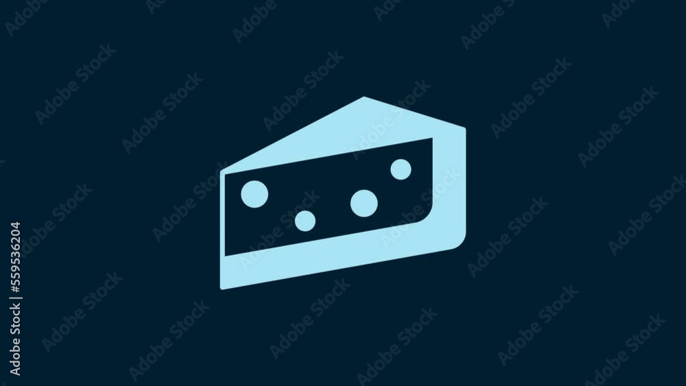 White Piece of cake icon isolated on blue background. Happy Birthday. 4K Video motion graphic animation White Piece of cake icon isolated on blue background. Happy Birthday. 4K Video motion graphic animation