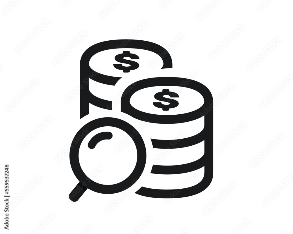 Money search. Magnifier money. Illustration vector Money search. Magnifier money. Illustration vector