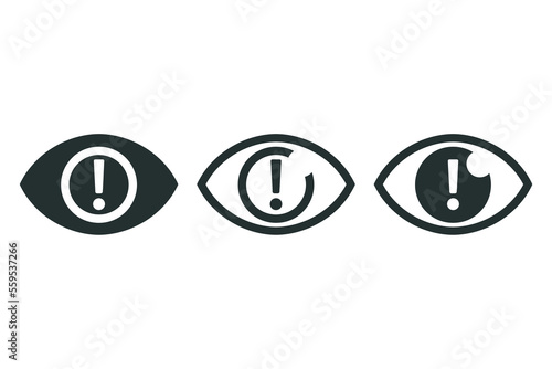 Eye warning exclamation icon. Illustration vector